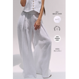 Linen Palazzo Trousers, White (l) - 6 miniature