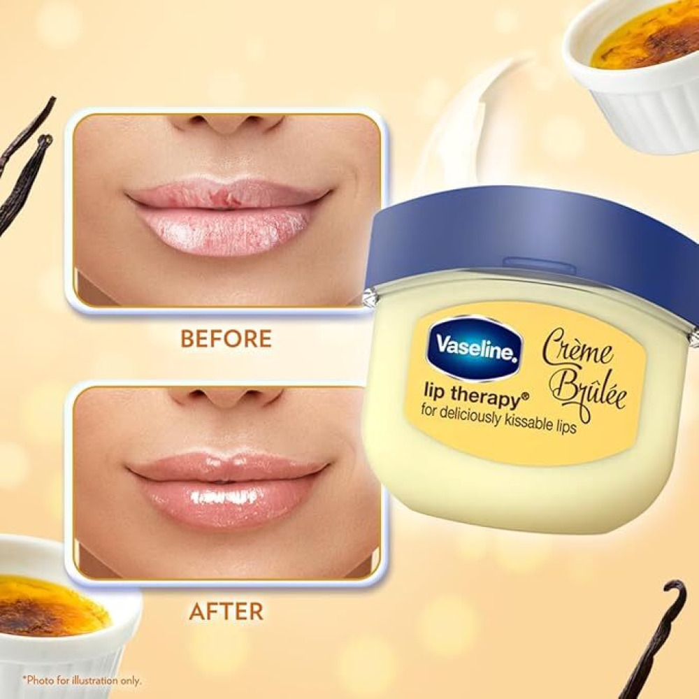 Vaseline Lip Care Crème Brulee Lip Balm Tub With Pure Jelly & Crème Moisturizer for Naturally Tinted Lips 7 gm - 3