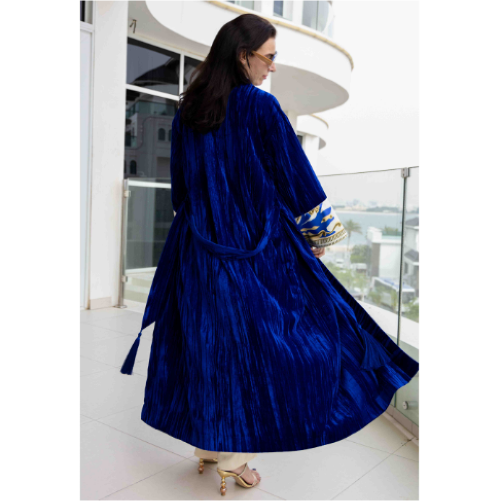 Asian Spirit, Sapphire Bliss Velvet Abaya Jacket, Free size (XS-XL) - 6