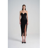 فستان كورسيه شبكي، اسود، مقاس L - 1 miniature