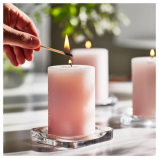 IKEA LUGNARE Scented Pillar Candle: Jasmine/Pink, 30-Hour Burn Time - 3 miniature