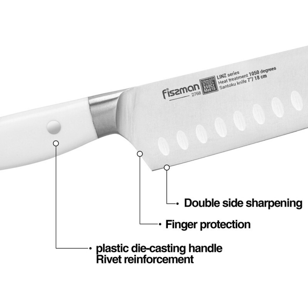 Fissman 7'' Santoku Knife LINZ (steel X50Cr15MoV) - 2