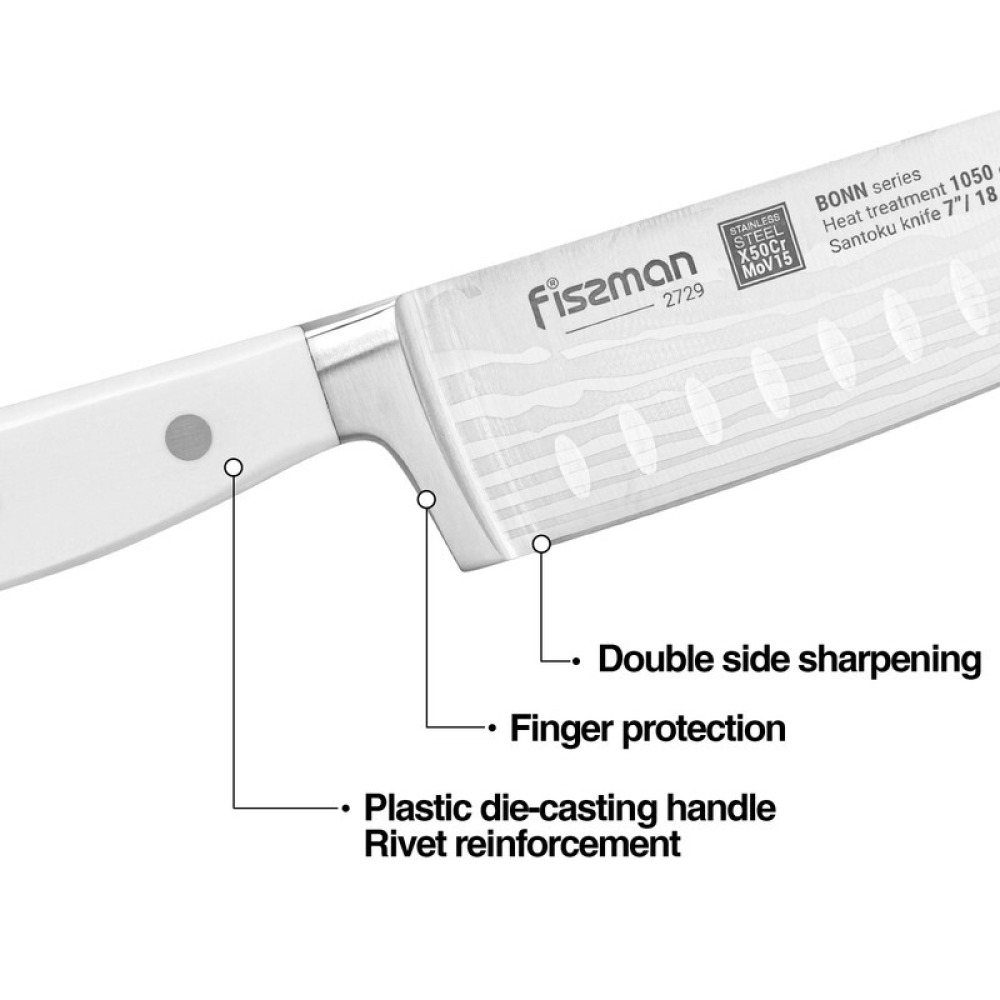 Fissman 7'' Santoku Knife Bonn Stainless Steel - 2
