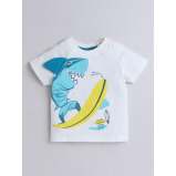Victor and Jane Boys' Shark Surfing Off White  T-Shirt and Shorts Set 18-24M - 2 miniature