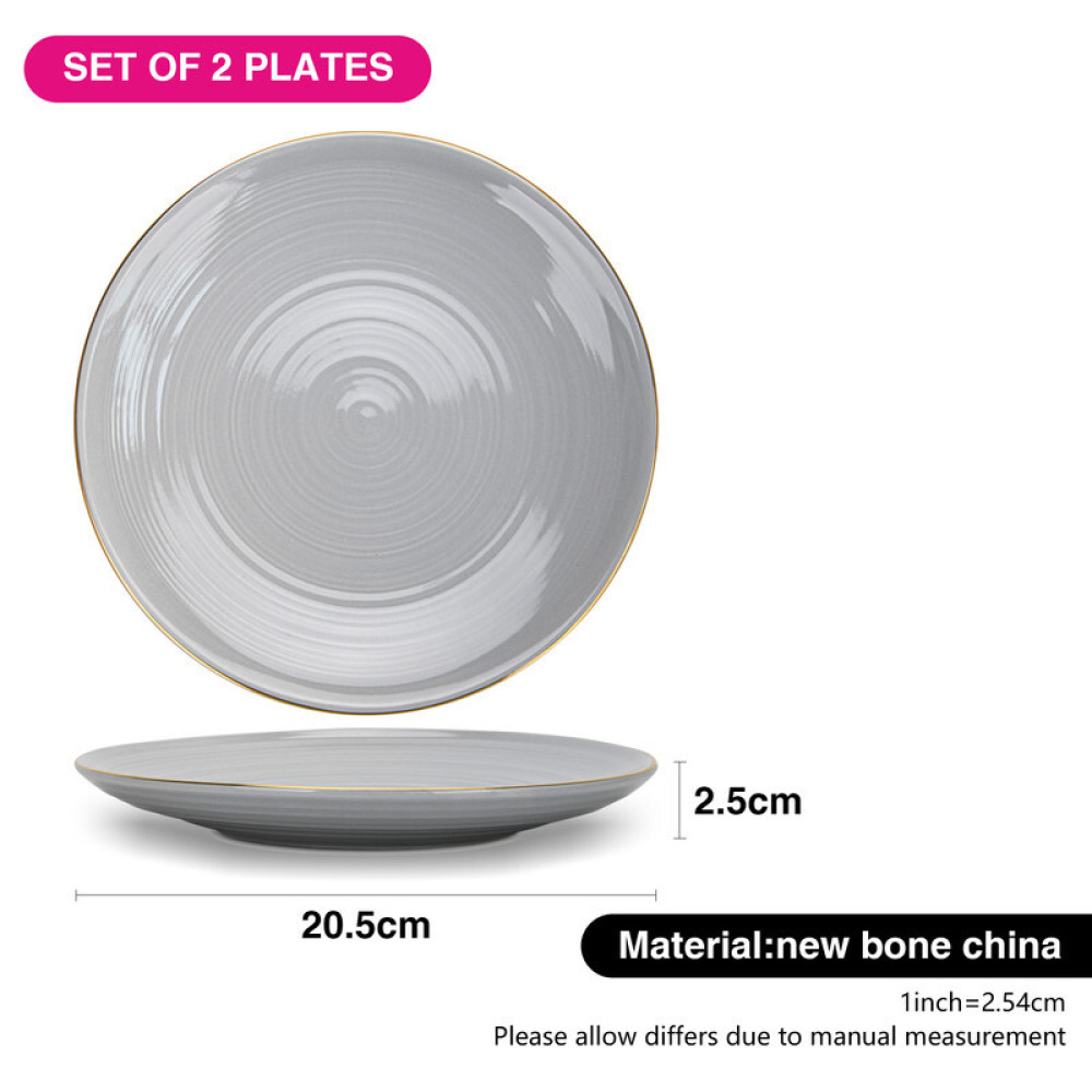 Fissman 2-Piece Plates Firmina Gray 21cm New Bone China - 3