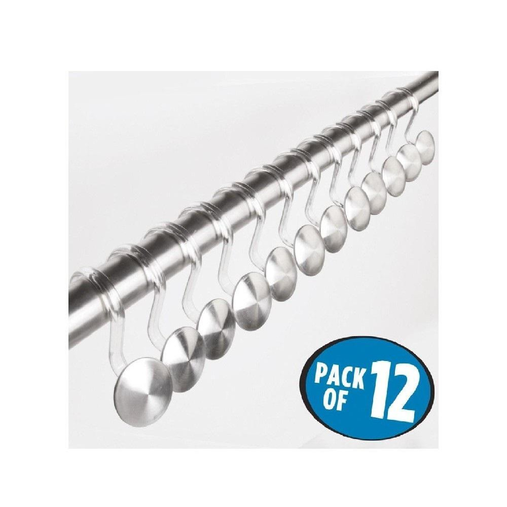 IDesign 75680 Forma Shower Curtain Hooks, Large Curtain Hooks, Made of Stainless Steel and Plastic, ClearMatte Silver, Set of 12 Bathroom Hooks - 4