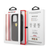 Ferrari Genuine Leather Hard Case With Debossed Stripes, iPhone 13 Pro Max, Black - 3 miniature