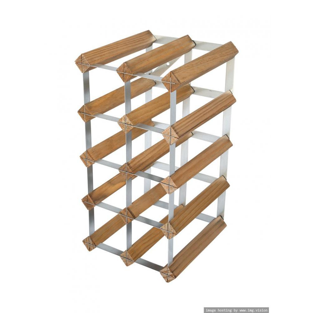 RTA Galvanized Steel & Light Oak Assembled 12 Bottel Wine Rack - 4