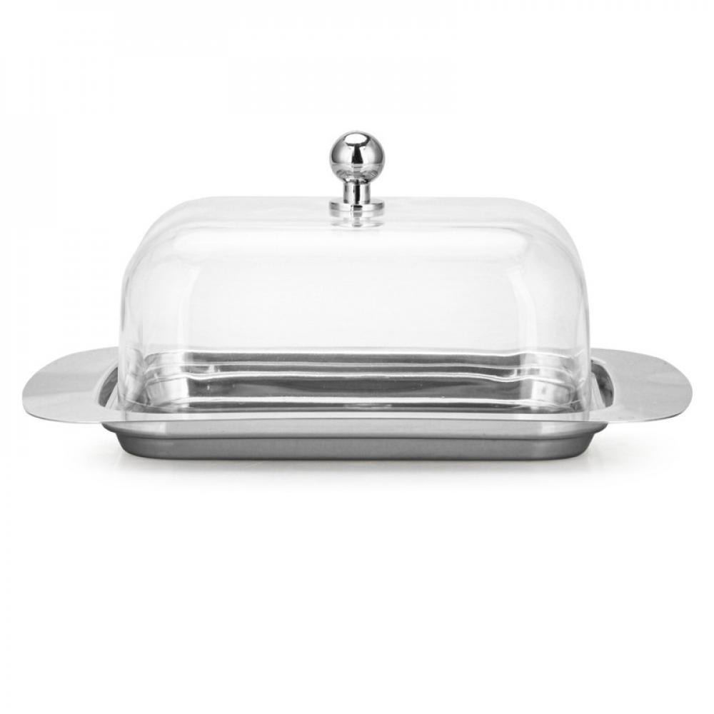 Fissman Butter Dish 18x12x7cm With Lid Silver/Clear Stainless Steel - 1