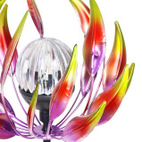 Exhart Solar Kinetic Spinning Petals with Crackle Ball Garden Stake Pink - 3 miniature