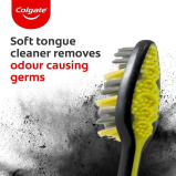 Ручная Зубная Щетка Colgate Zigzag Charcoal Со средней щетиной ДЛЯ ВЗРОСЛЫХ — 4 Шт., удаляет Микробы МЕЖДУ Зубами, мягкий Очиститель языка, антибактер - 3 miniature
