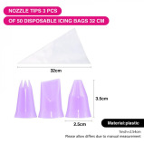 Fissman 50-Piece Dispossable Pipping Bags With 3 Tips Couplers Purple 35cm - 2 miniature