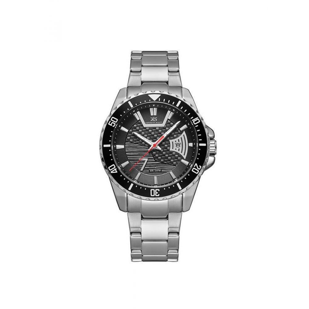 Kenneth Scott Men's Analog Black Dial Watch - K22040-SBSB - 1
