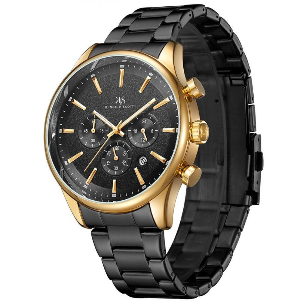 Kenneth Scott Men's Black Dial Chronograph Watch - K22105-GBBB - 2