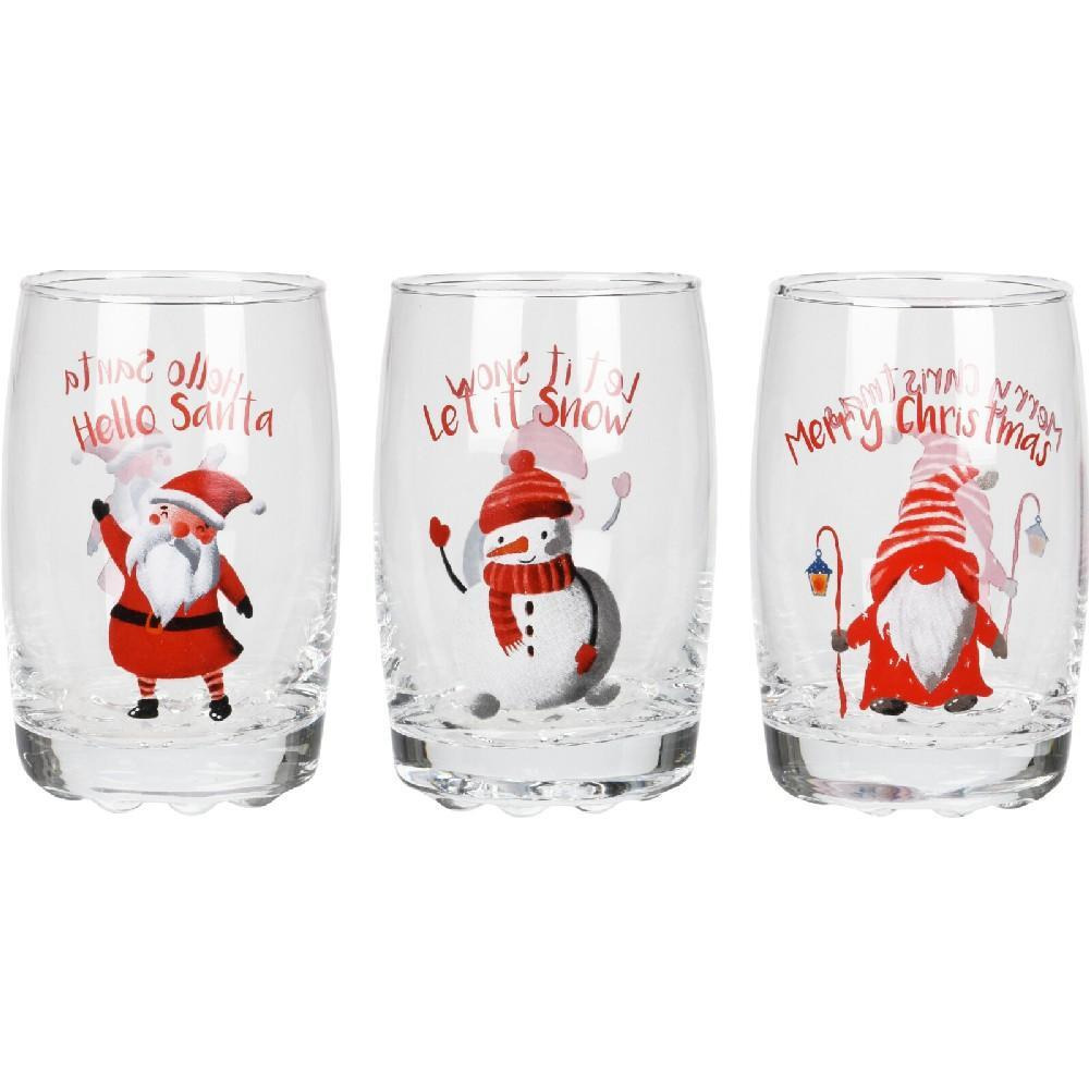 Koopman Xmas Drinking Glass Set of 3 Assorted 1 Piece - 1