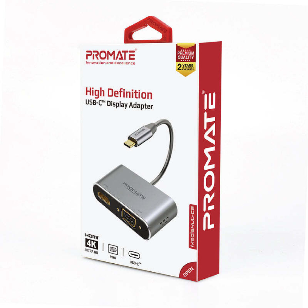 Promate MediaHub-C2 High Definition USB-C Display Adapter - 1