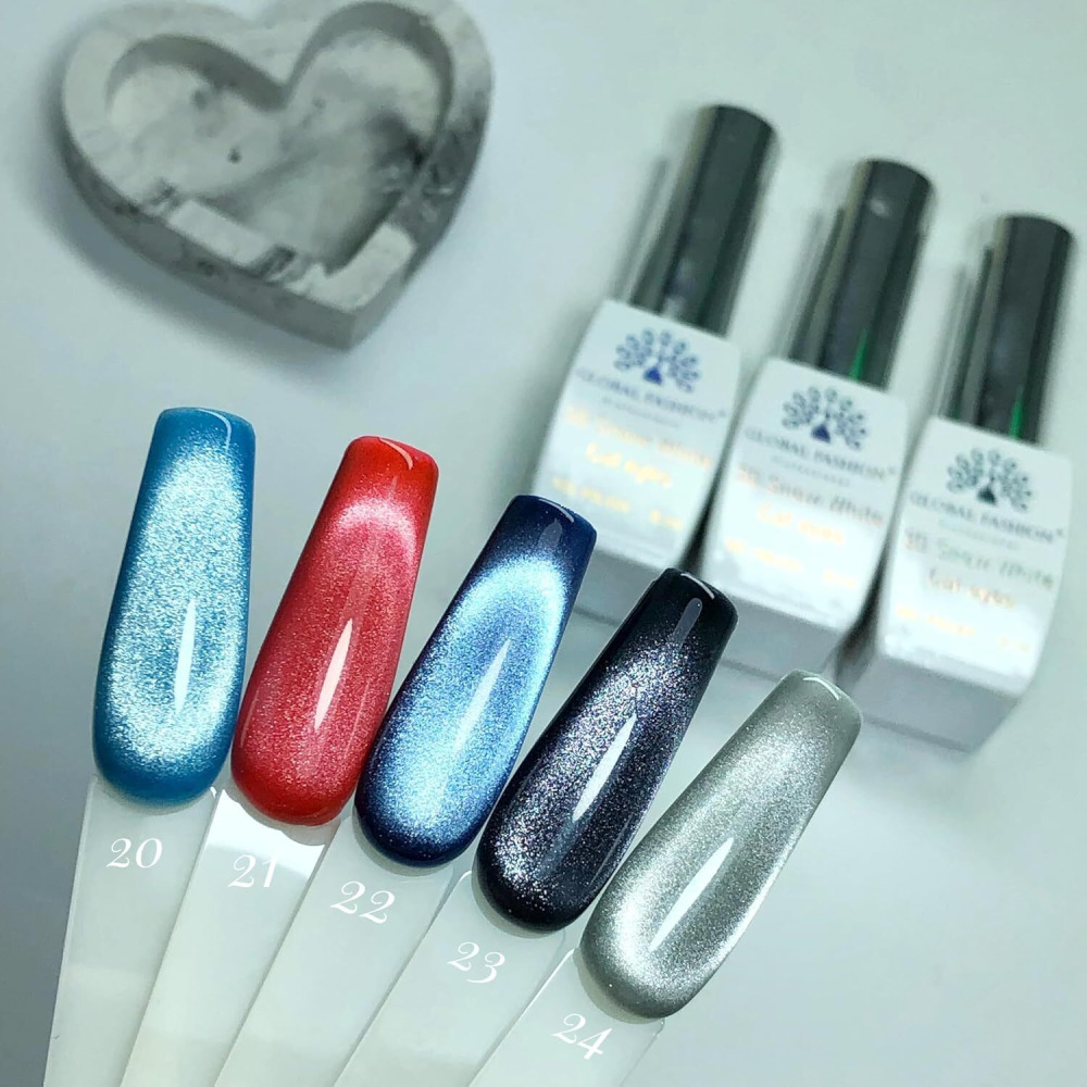 Global Fashion Professional 8ml 3D Snow White Cat Eye Gel Polish - Long-Lasting, Shimmering Nails, (020, 8ml) - 4