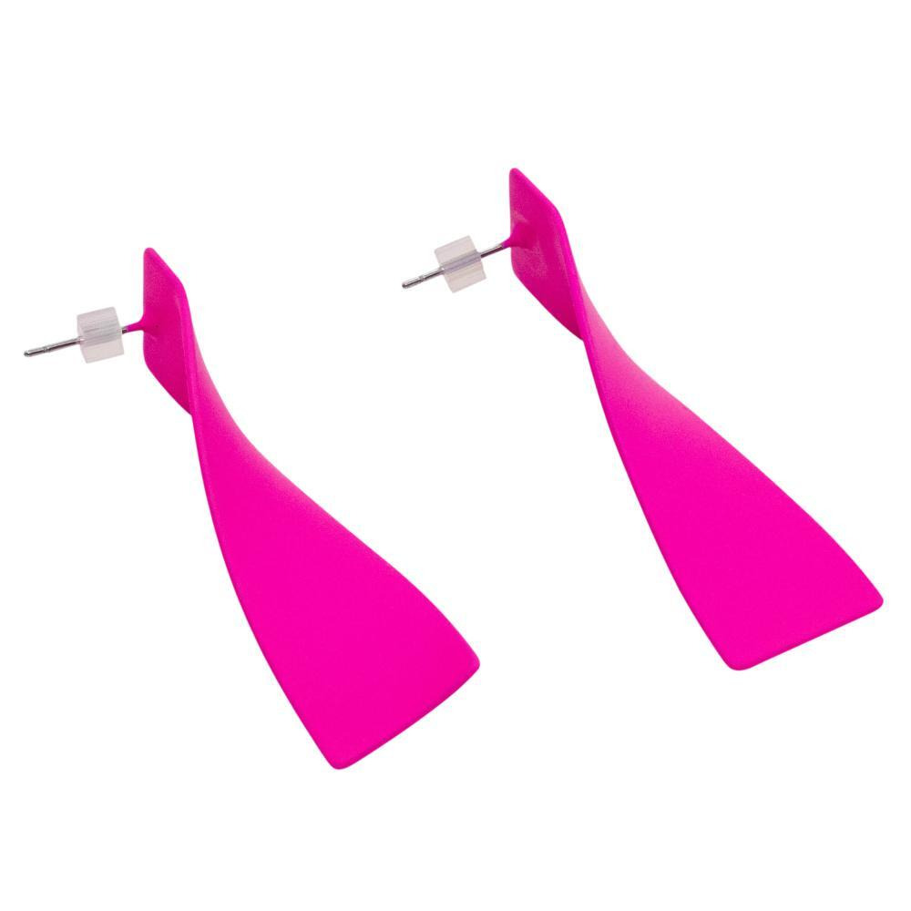 ACCENT Enamel earrings-stripes bright fuchsia - 3