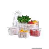 حاوية تخزين ثلاجة متوسطة الحجم من هومسميث مع سلة فواكه ذات طبقة مزدوجة - 3 miniature