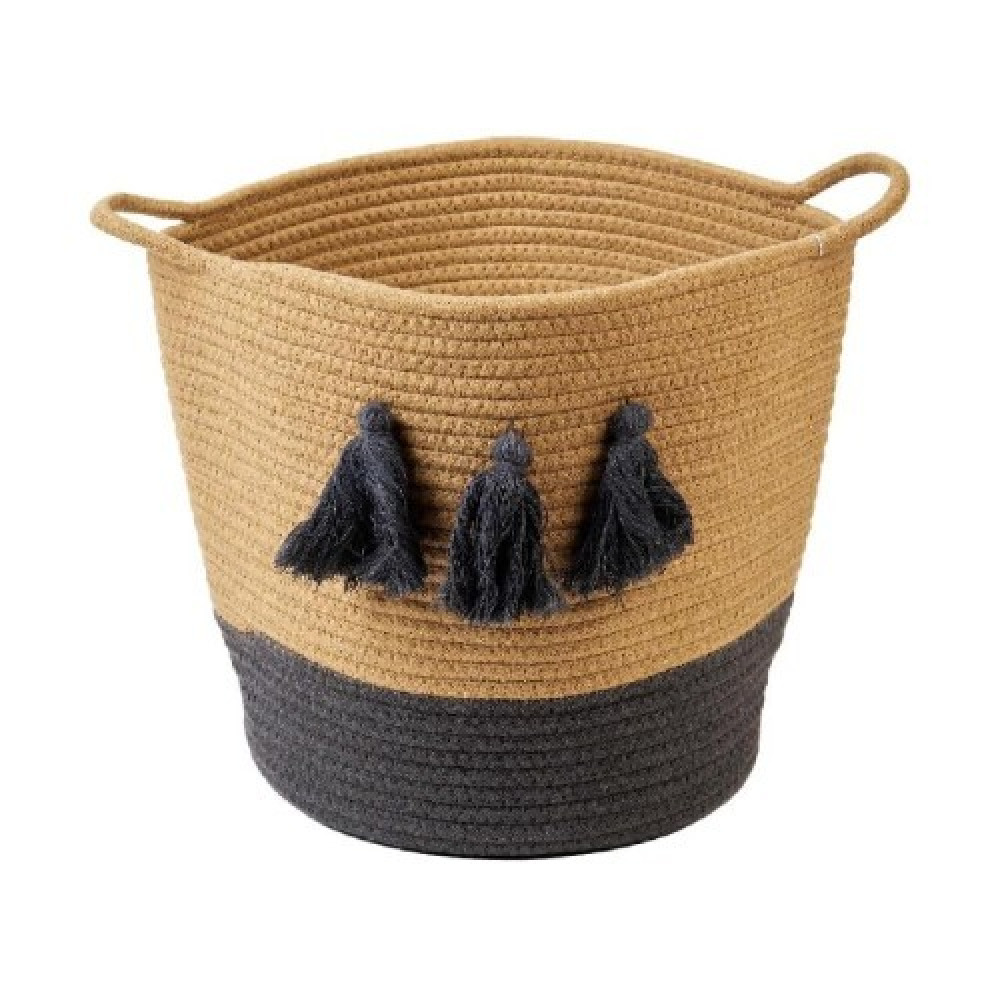 Корзина Из Хлопчатобумажной Веревки Homesmiths, Верхняя Часть рта, Натуральный И ТЕМНО-СЕРЫЙ, диаметр 30 x В30 см - 1