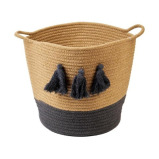 Корзина Из Хлопчатобумажной Веревки Homesmiths, Верхняя Часть рта, Натуральный И ТЕМНО-СЕРЫЙ, диаметр 30 x В30 см - 1 miniature