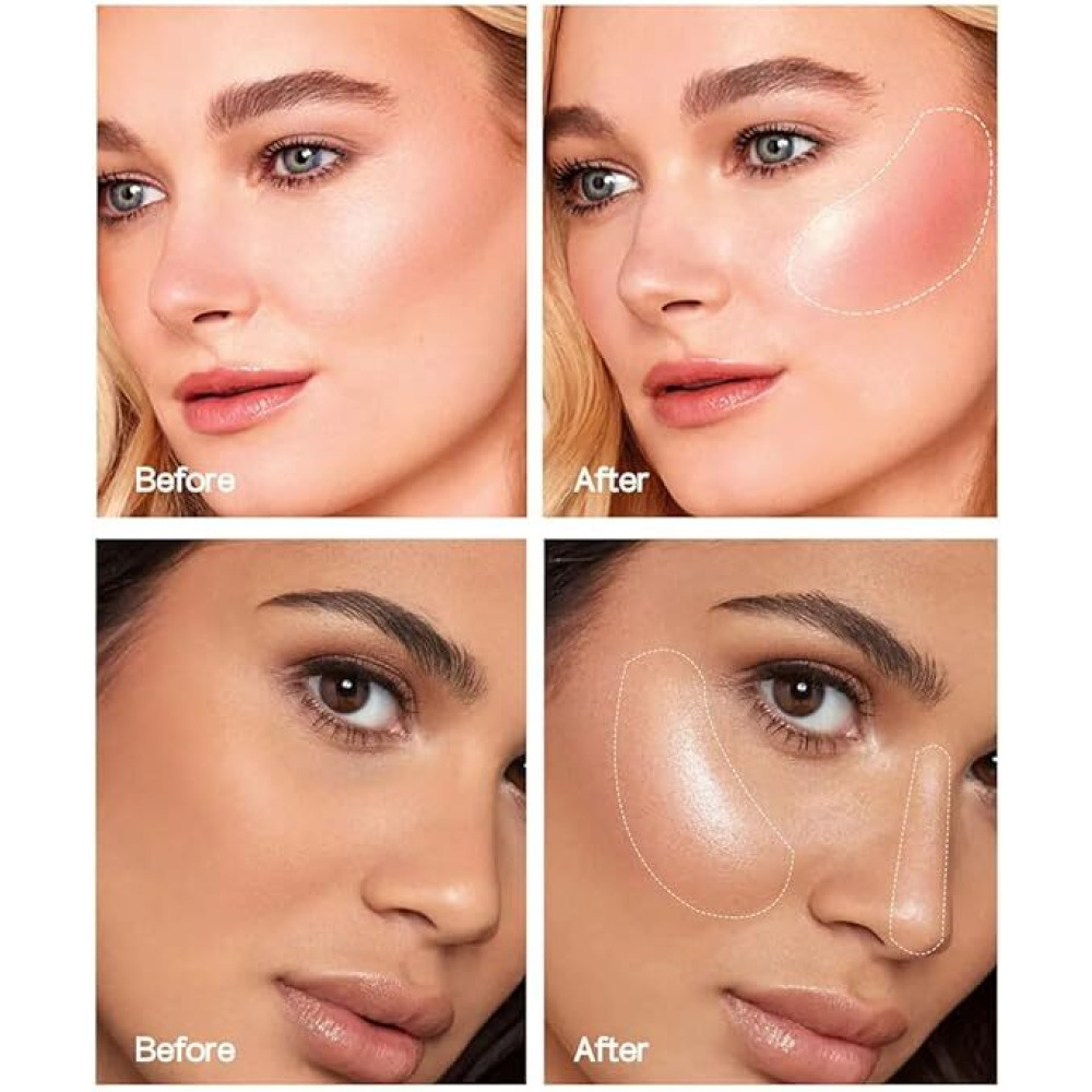 Mousse Liquid Blush For Cheeks Cream Face Blusher Stick with Sponge Palette Bronzer Highlighter Shape Moisturizing And Breathable Matte Finish H2 - 4