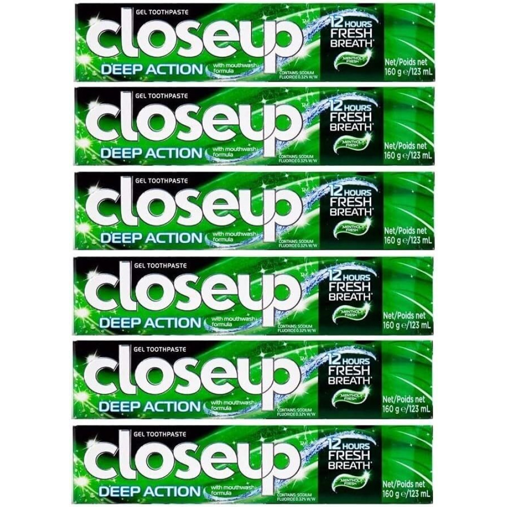 كلوز أب، معجون أسنان جل بمفعول عميق، بنكهة النعناع المنعش، 160 جرام، عبوة من 6 قطع - 1