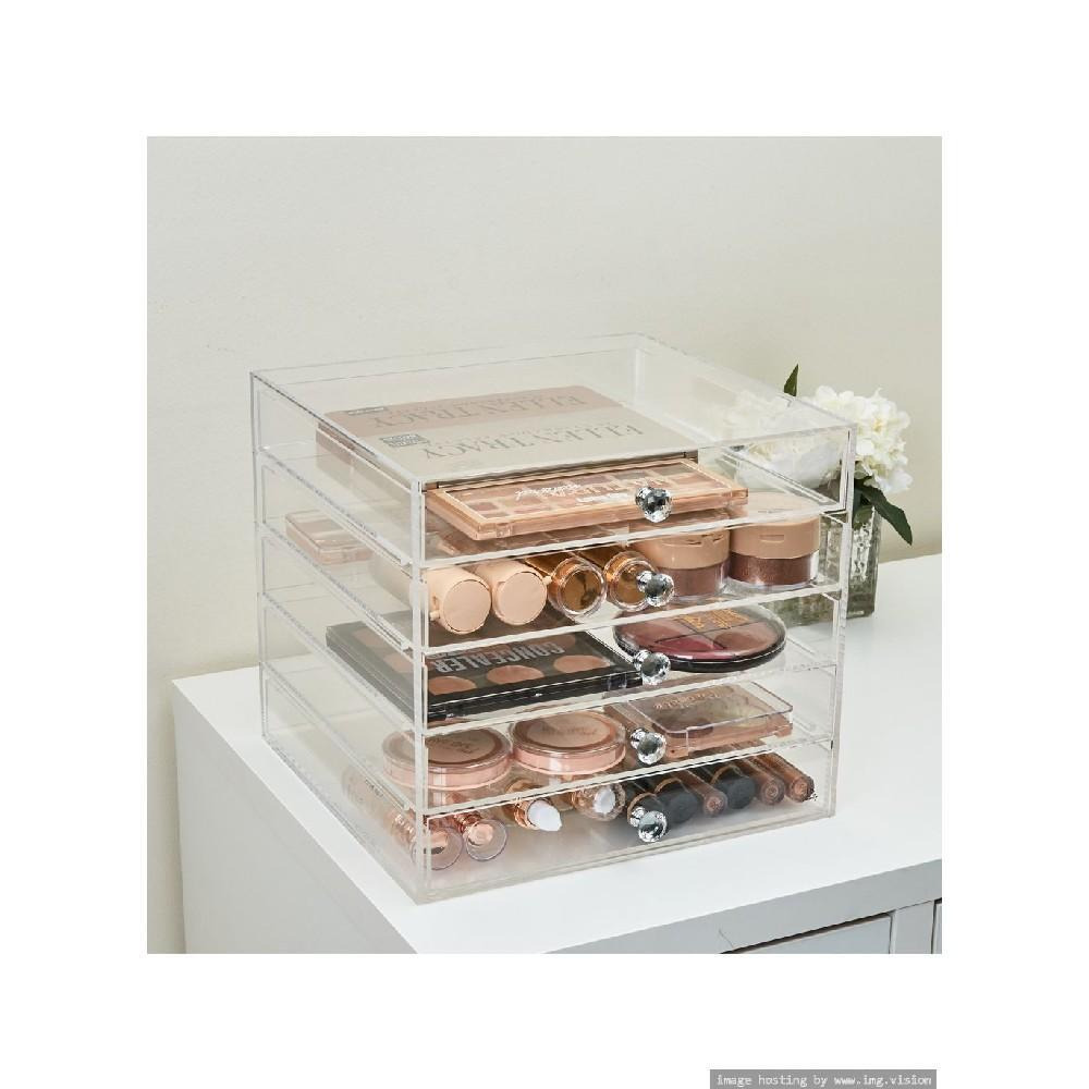 HS Vanity 5 Tiers Acrylic Drawer Beauty Cube Clear Acrylic - 1