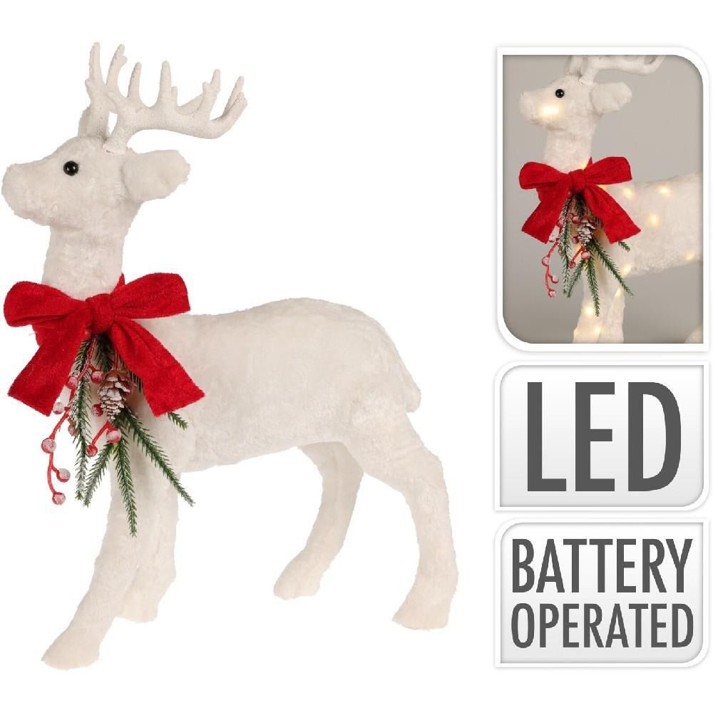 Koopman Xmas Reindeer Standing with LED 40cm White - 1