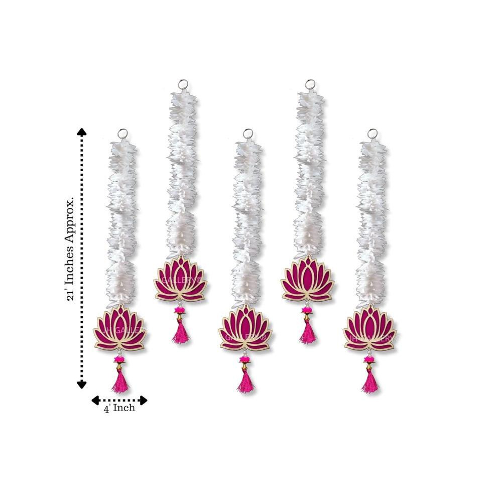JH Gallery Lotus Hangings للديكور الزهور الجدارية المعلقة لديكور المعبد، Mandir DECOR Diwali Decor، عناصر تزيين Pooja (حزمة من 5) - 2