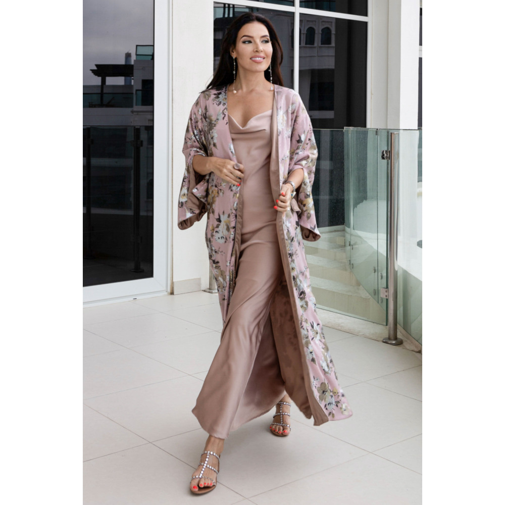 Asian Spirit, Sequins Shine Rose Abaya Kimono, Free size (XS-L) - 5