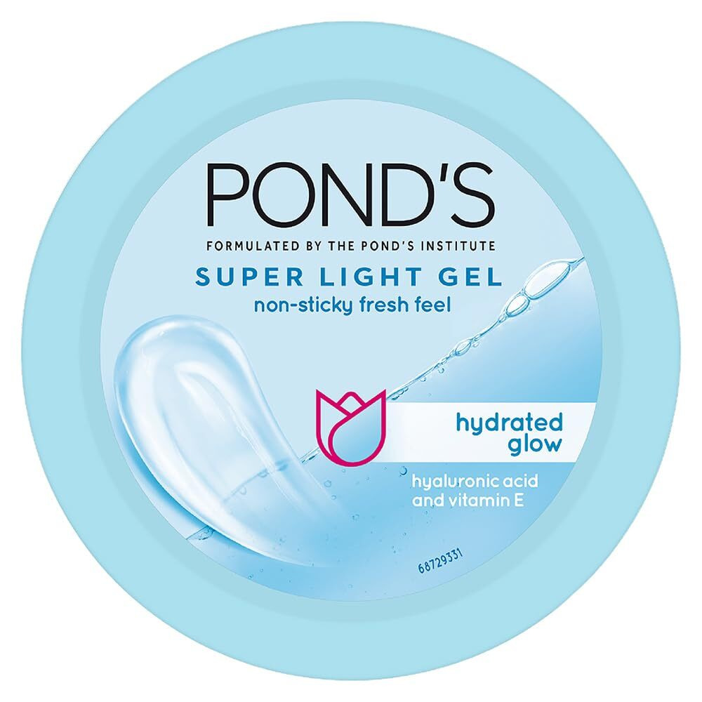 Ponds Super Light Gel, Oil-free Moisturizer, 100ml, for Hydrated, Glowing Skin, with Hyaluronic Acid and Vitamin E, 24Hr Hydration, Non-Sticky, Spread - 1