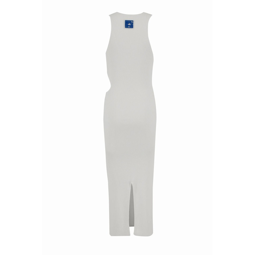 Woman Asymmetric Cut-Out Sleeveless White Midi Dress, L - 4