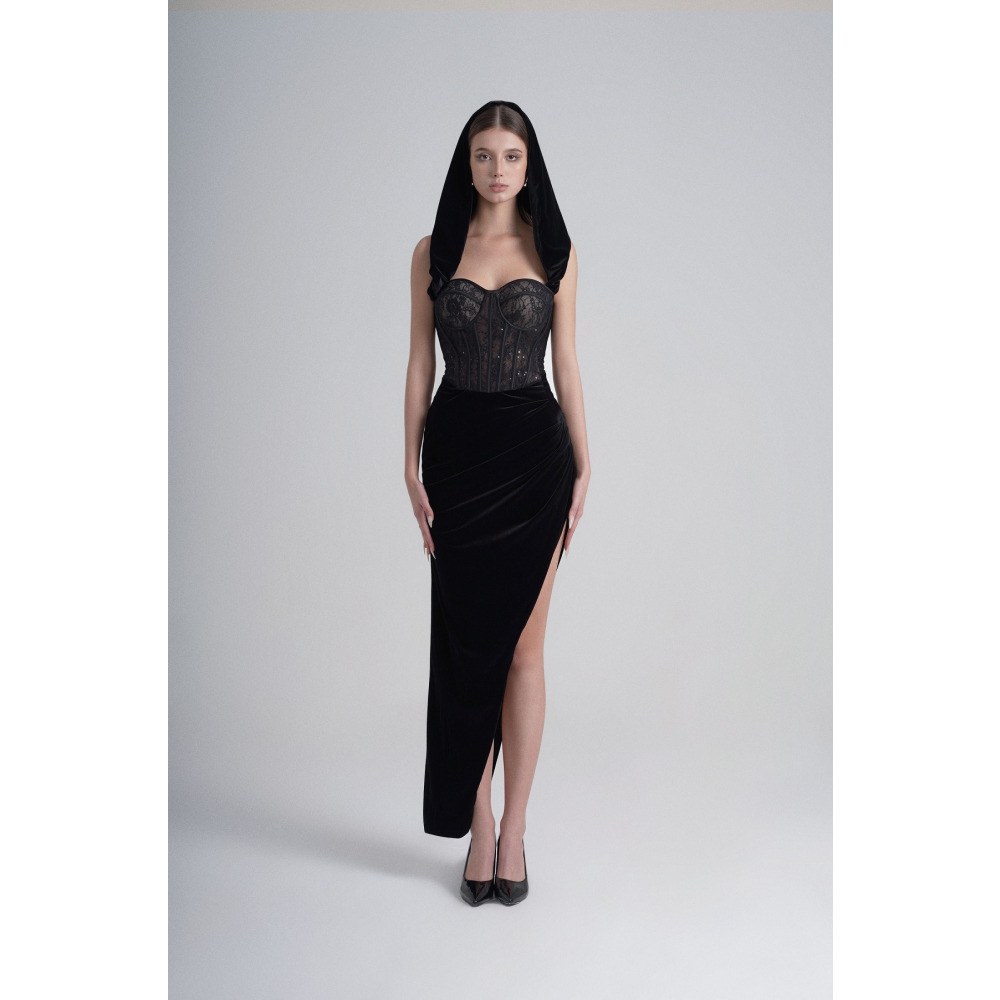 فستان فيفيت كورسيه دانتيل، أسود، مقاس XXL - 2
