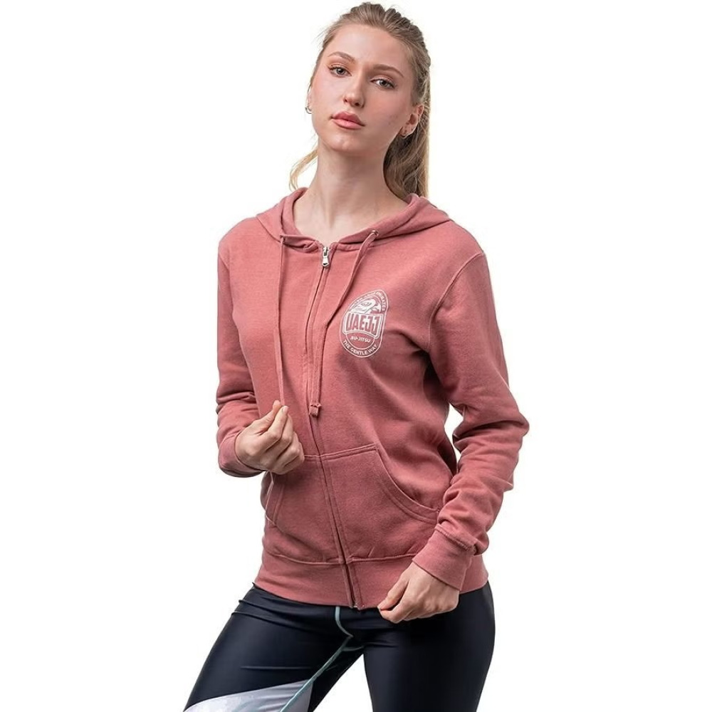 هودي الإمارات العربية المتحدة جيو جيتسو جاكيت بسحاب كامل للنساء، وردي - XL - 3