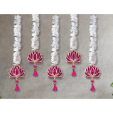 JH Gallery Lotus Hangings للديكور الزهور الجدارية المعلقة لديكور المعبد، Mandir DECOR Diwali Decor، عناصر تزيين Pooja (حزمة من 5) - 4 miniature