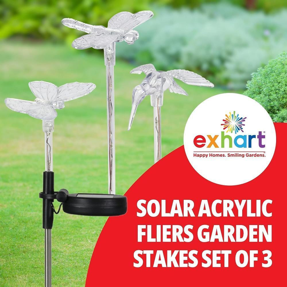Exhart Solar Acrylic Hummingbird Garden Stake - 3