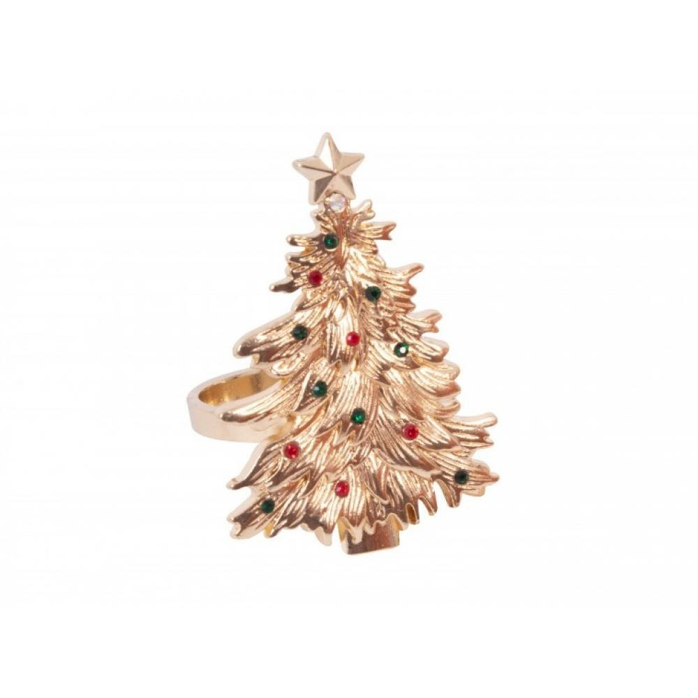RSW Gold Gem Christmas Tree Napkin Ring - 1
