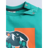 طقم مكون من قطعتين للأولاد - سويت شيرت وبنطال رياضي، (12-18 شهرًا) أخضر فاتح-أخضر غامق - 3 miniature