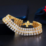 Sparkling White Cubic Zirconia Brazilian Gold Plated Bracelet - 1 miniature