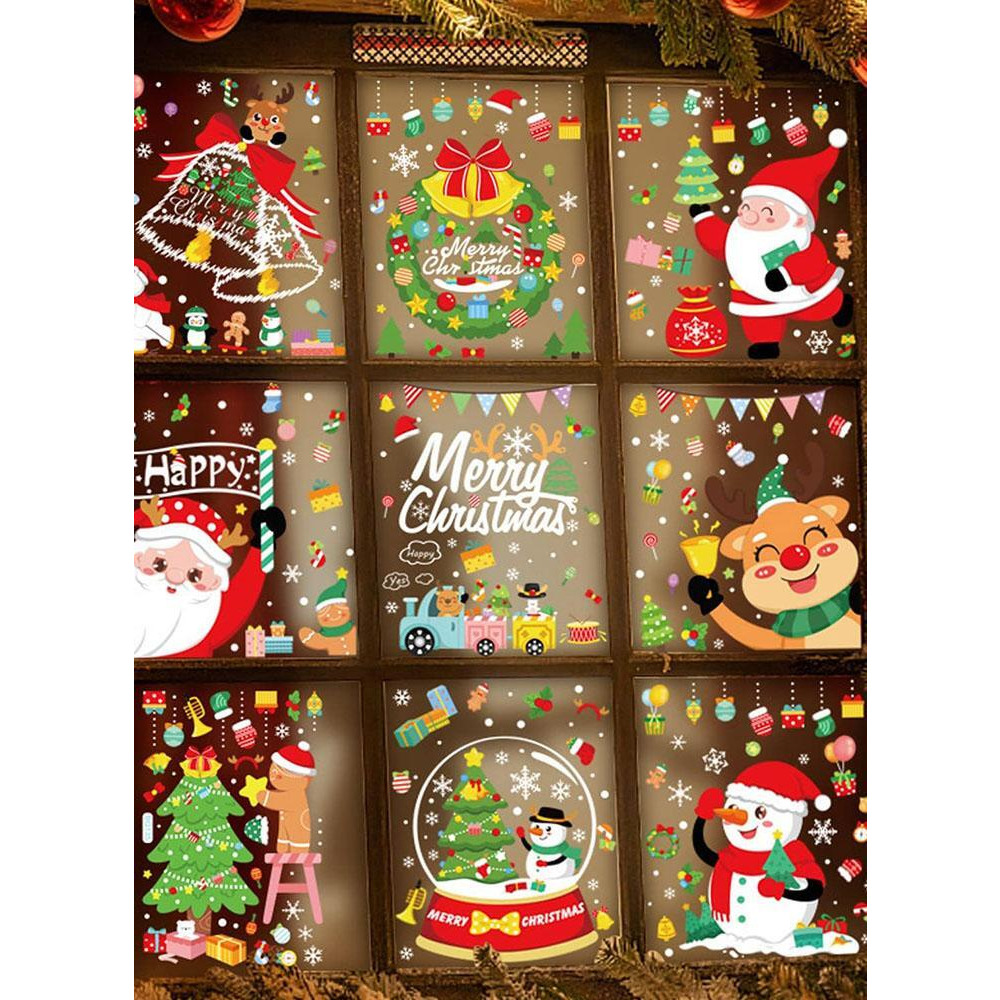 Christmas Window Decals, Santa Claus Window Cling Decals Windows Glass PVC Static Christmas Window Stickers for Winter Party Christmas Decorations - 4
