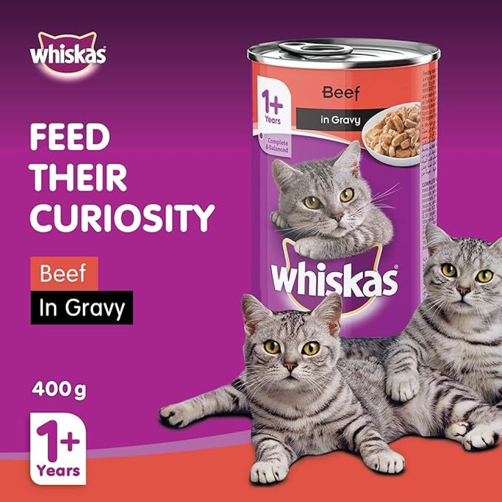 WHISKAS, Вкусный Фарш CAT, Говяжий в СОУСЕ, 400 г - 2