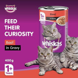 WHISKAS, Вкусный Фарш CAT, Говяжий в СОУСЕ, 400 г - 2 miniature