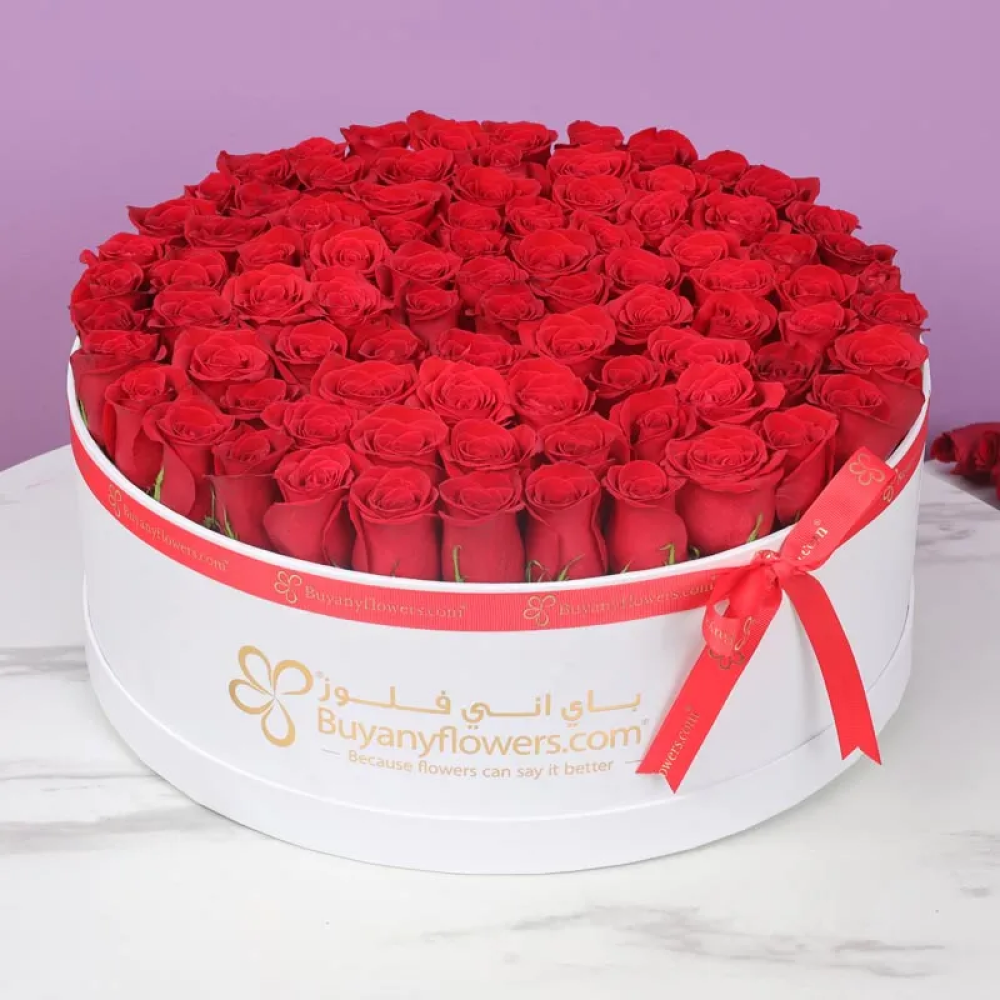 بوكس حب ورود حمراء كبيرة أبيض - 1
