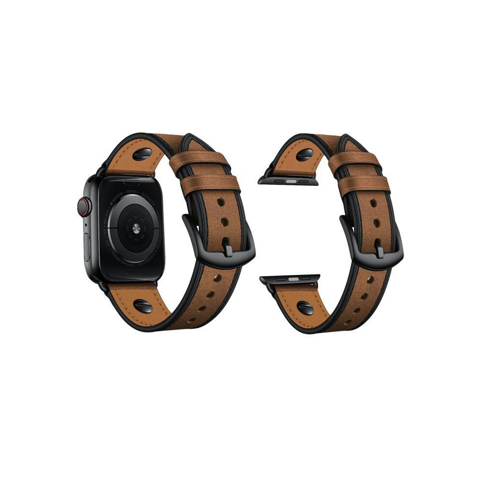 Perfii One Rivet Leather Replacement Band For Apple Watch 49/45/44/42mm Series Ultra/8/7/6/5/4/SE - 3