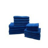 BYFT Daffodil Face Hand Bath Towels 500 Gsm Royal Blue Stripe Diamond Dobby 100% Cotton Set of 16 - 2 miniature