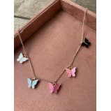 Красочный Кристалл Кварца В Форме бабочки С Позолоченной Цепочкой-Колье - 1 miniature