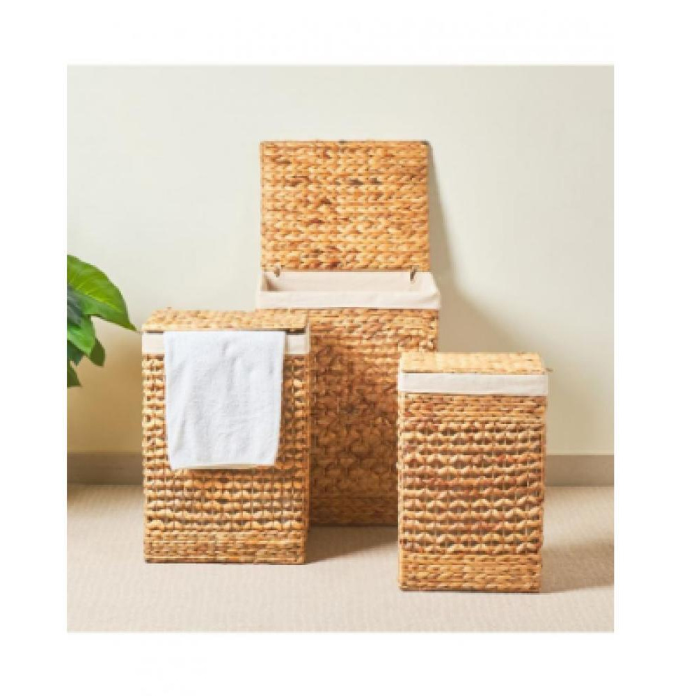 Homesmiths Natural Water Hyacinth Laundry Hamper With Liner Large - 2