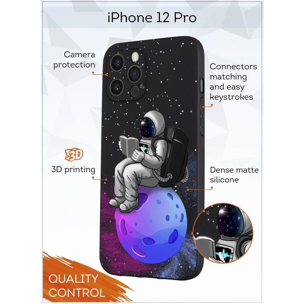 غطاء واقٍ لهاتف apple Iphone 12 PRO رائد فضاء يحمل كتابًا - 2