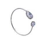 أساور مفتوحة من الذهب الوردي والفضة على شكل كمثرى مستديرة من الزركونيا المكعبة والكريستال الرقيقة - 2 miniature